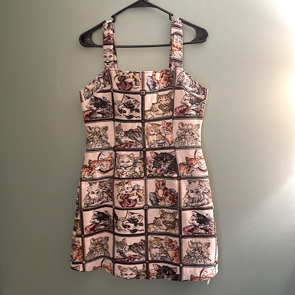 CIDER Cat Print Mini Dress - Size L